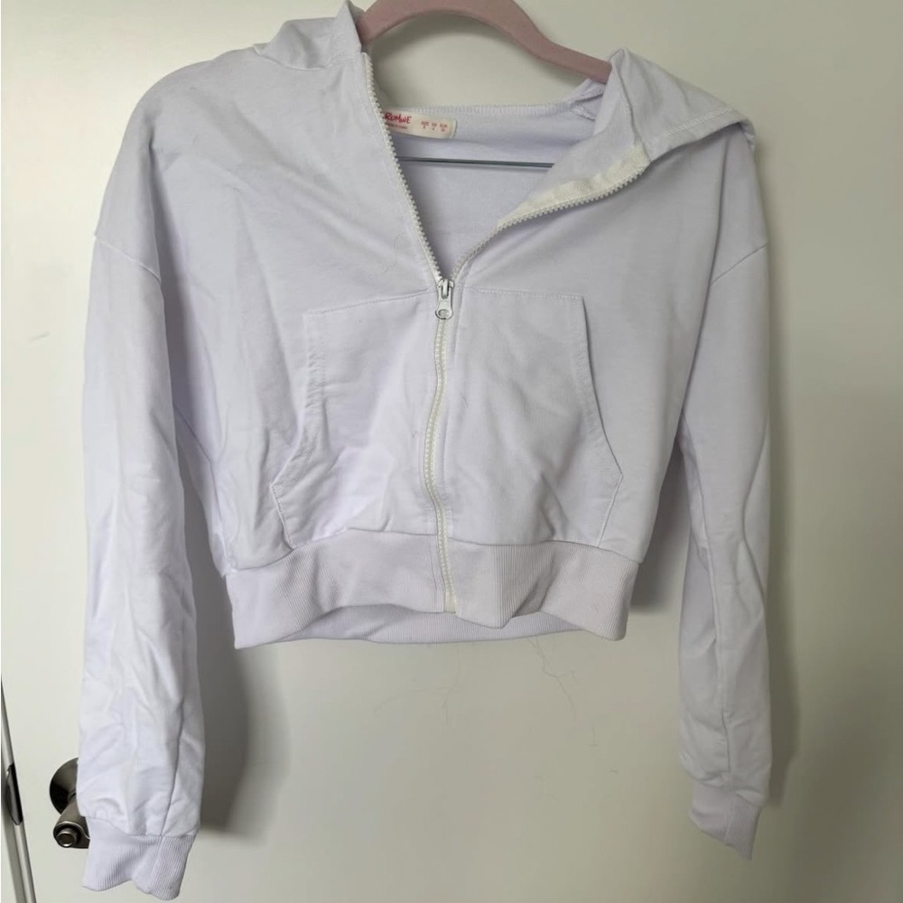 White Women's Zip-Up Cropped Hoodie